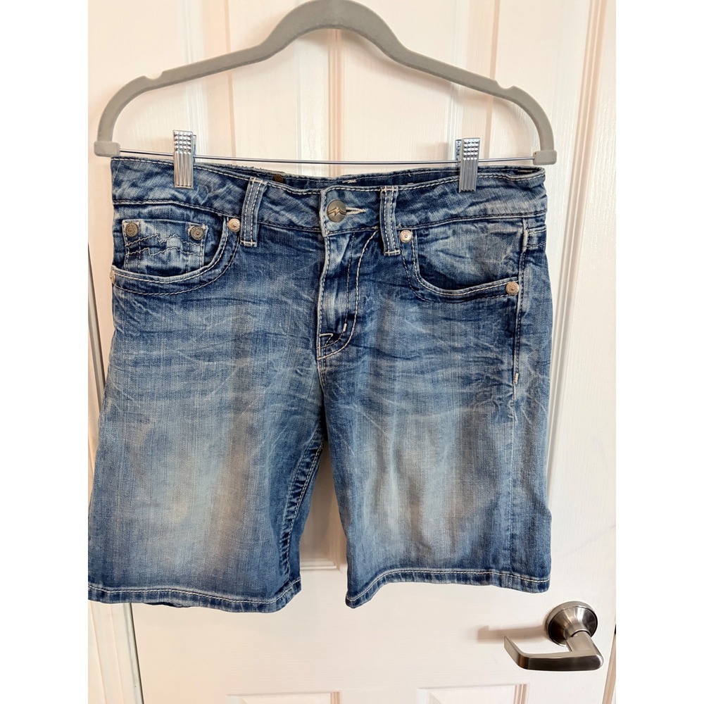 Miss Me Denim Boyfriend Shorts Blue Embroidered Pockets JB1054H2 Jean Shorts